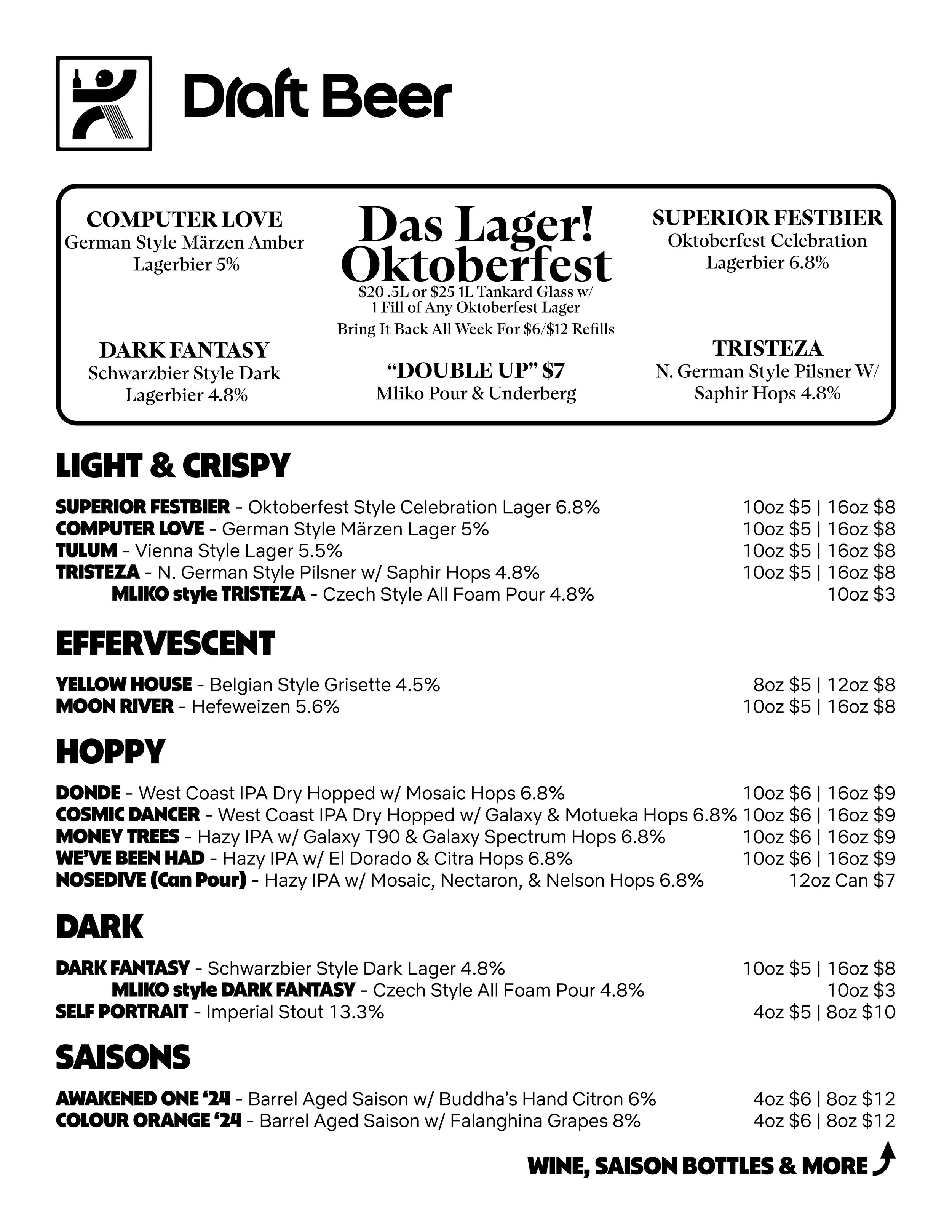 Chinatown Menus — Homage Brewing